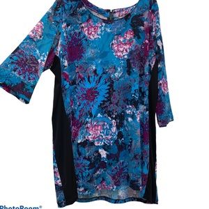 Laura Ashley Long Tunic Blouse 3/4 sleeve Blue 2x